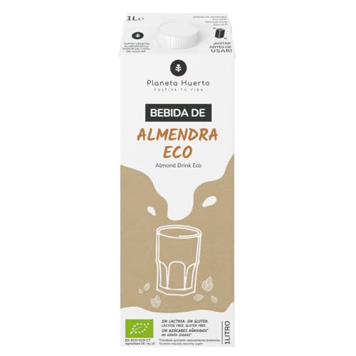 PLANETA HUERTO | Bebida de Almendra Eco 1L - Sin Azúcar Ni Sal Añadida, Ideal para Recetas, Bebidas Calientes y Estilo de Vida Saludable