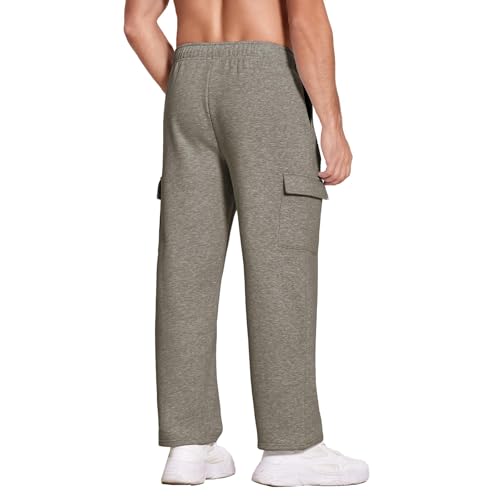 Baggy Sweatpants Men Wide Leg Heavyweight High Waisted Drawstring Cargo Pants Outdoor Athletic Joggers with Pockets3