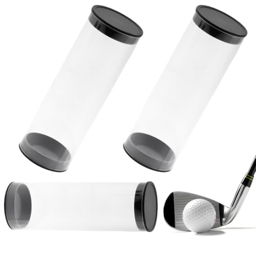 Clear Tube Golf Ball Storage Case, 3 Pack Golf Ball Display Cases Barrel Clear Tubes, Portable With Caps Golf Ball Cases For Home Store Display Use, Thickened Material, 1.8 Inches