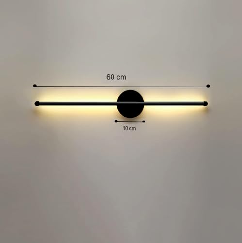 Image of Groeien Metal Modern LED 3 Color Long Wall Sconce Black Wall Light for Bedroom Living Room Corridor Lighting Fixtures Wall Mount(Warm+Natural+Coolwhite) (Black)