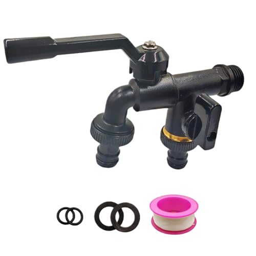 Grifo de jardín resistente, grifo de agua de latón para exteriores, montaje en pared de doble salida con entrada, adorable accesorio para patio, conector de manguera a prueba de heladas, equipo para e