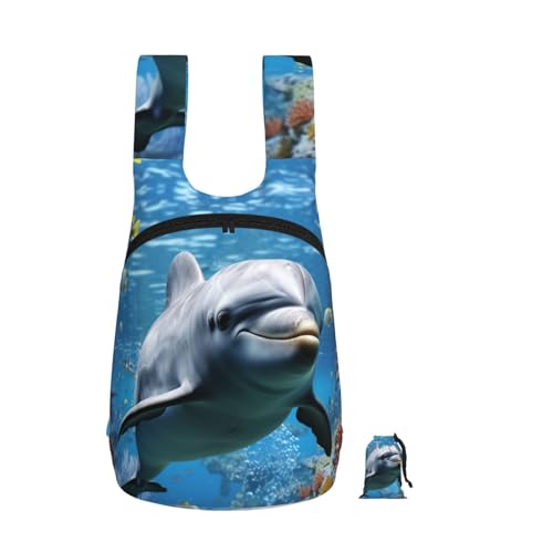 KKLWEGU Lightweight Travel Backpack,16l Foldable Hiking Daypack Waterproof Ocean Dolphin Looking At You Travel Rucksack For Women Men