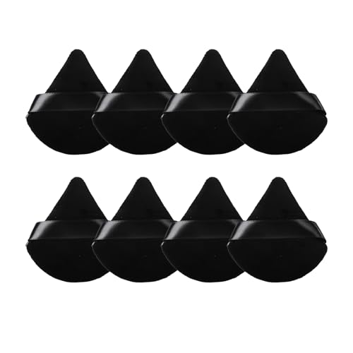 8Pcs Triangular Powder Puffs, Soft Velour Makeup Sponges for Loose Powder and Body Powder, Designed for Contouring, Eye, and Corner, Beauty Makeup Tools, Black