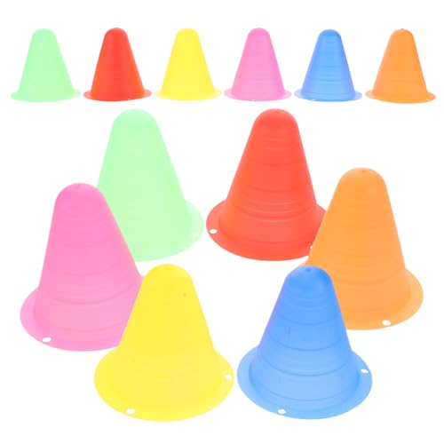 ARTSEWPLY 12piezas Conos De Entrenamiento De Plástico De Brillantes Marcadores De Agilidad para Fútbol Baloncesto y Patinaje Apilables y Ligeros Edades