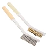 Mikinona 2 Stück Teiliges Küchen reinigungsbürsten Kupfer Nylonborsten Langem Griff Kraftvoll gegen Fett Ölverschmutzungen für Backofen Herd Spalten und Arbeitsflächen