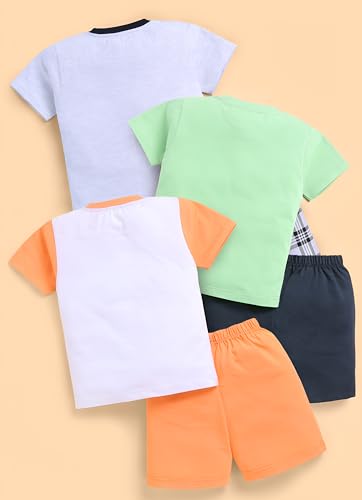 Image of Toonyport Boys Summer 3 Packs Of T-shirts and Shorts Combo Set (Multicolors)