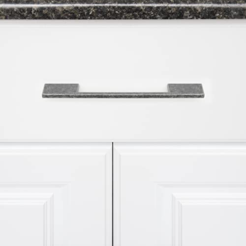 Image of South Main Hardware Wide Modern Die Cast Cabinet Drawer Pull Handle, 6.3 inch Center to Center Hole Spacing, Antique Silver, Mounting Hardware Included, 10-Pack