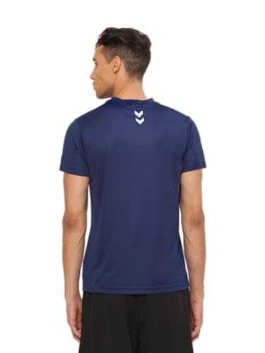 Image of hummel Budoc Round Neck Half Sleeve Solid Regular fit Polyester T-Shirt for Men Comfortable Breathable Fabric Stretchable for Everyday Use Ideal for Yoga Training Gym Running or Performance