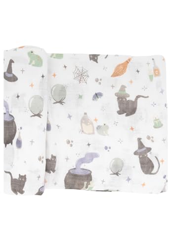 Image of Little Unicorn Premium Cotton Swaddle Baby Blanket | Breathable Fabric | for swaddling, Play, Nursing & More (Cats and Cauldrons)