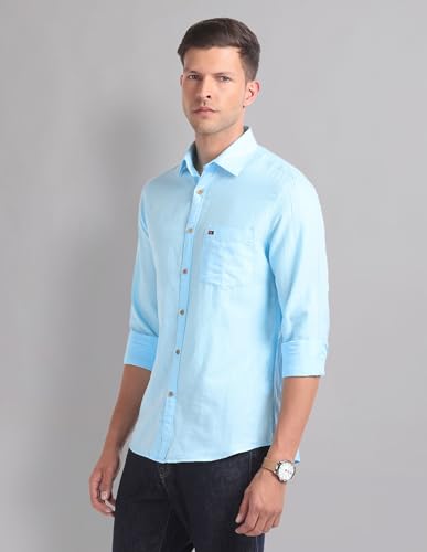 Image of AD by Arvind Cotton Linen Slim Fit Shirt