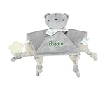 Gaosh Personalisierte Schnuffeltuch Baby mit Namen, Plüsch Schmusetuch für Neugeborene, Kuscheltierdecke zum Schlafen, Personalisiertes Babygeschenk zur Geburt für Jungen und Mädchen (E)