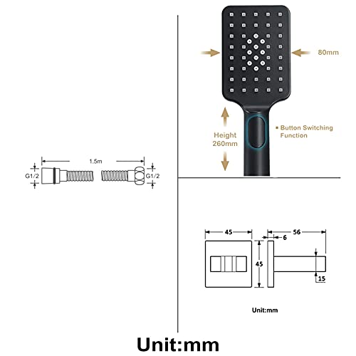 Cabezal de ducha cuadrado mano LaseVe negro ABS miniatura 2