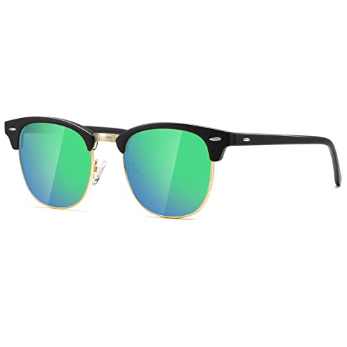 Image of AEVOGUE Polarized Semi Rimless Sunglasses for Men Women, Retro UV400 Sun Glasses for Driving Outdoor