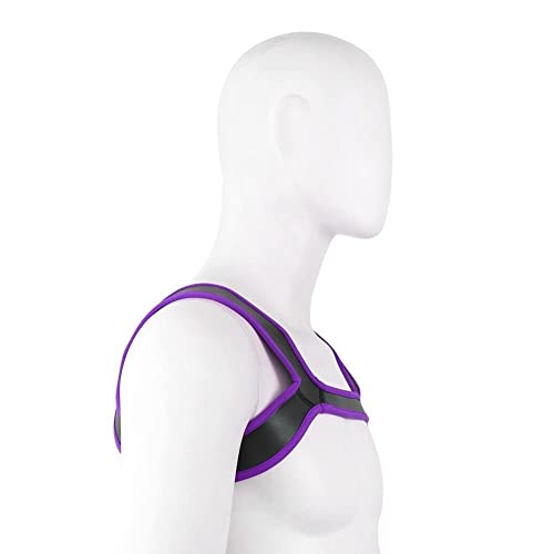 YiQin RWSX Weiche Latex-Hundemaske mit Ohren, Welpenmaske für Cosplay-Party-Maskerade Set, Freie Kombination (Riemen Lila)