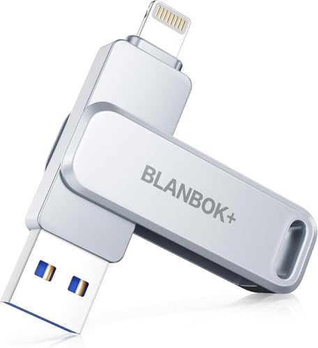 BLANBOK+ 512GB Pendrive para iPhone, Pendrive para Phone Pen Drive 3 en 1 Memoria USB con Adaptador Tipo C Externa Photo Stick para iOS