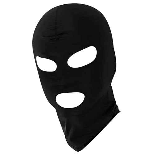 Feibety 3-Hole Full Face Balaclava Face Mask Black Ski Mask Unisex Windproof Warm Balaclava Soft Breathable Motorcycle Full Face Mask One Size Lightweight Full Face Cover for Outdoor Activities
