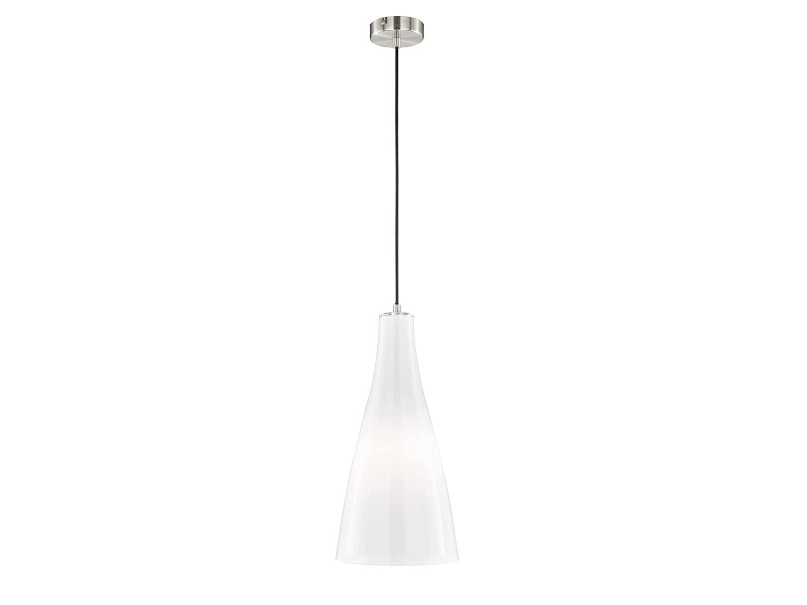 Fischer & HonselZeal Pendant Light E27 Socket Max. 60 Watt Metal and Opal Glass Matt Nickel Colour Ceiling Projection 140 cm Diameter 23 cm