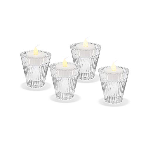 Lamplust Clear Glass Candle Holder Candlestick Holders - Set Of 4 Reversible Taper Tealight Candle Holder, 2.5 Inch Small Candle Holders For Table Centerpiece, Gold Candle Stick Holder Wedding Decor #TOP1