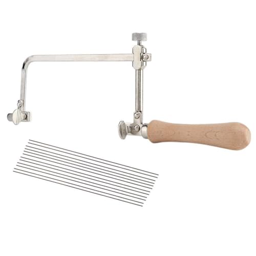 Agatige Wood Handle Steel Frame Coping Cutter Flat Wire Frame Woodworking Steel Cutting Jewelry Tool Making Cutting Wooden Saw Multi Purpose DIY Universal Jewellers Saw for Wood, Metal, Plastic