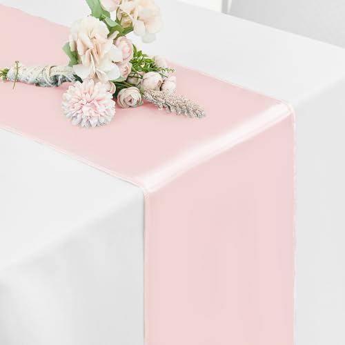 OQSC 10 Pack Satin Table Runner 12 x 108 Inch Long,Satin Silk Table Runner for Wedding,Birthday Party and Banquet Decoration,Rose Gold by OQSC - Used condition - Image 8