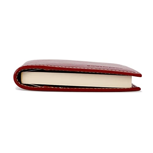 Image of HISCOW Slim Leather Checkbook Cover for Personal Checks, Antiqued Red, One Size, Minimalist | Full grain cowhide, transaction register & check book pockets, removable duplicate divider, durable stitching, gifts for men