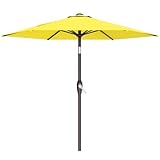 AreShark 7.5FT Patio Umbrella Table Market Umbrella with 6 Sturdy Ribs, Button Tilt/Crank Heavy-Duty Round Outdoor Umbrellas for Garden, Deck, Backyard,and Pool, Yellow