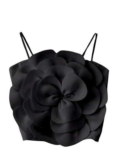 GORGLITTER Women's Flower Crop Tops Casual Floral Tropical Backless Sleeveless Cute Summer Dressy Going Out Tank Tops