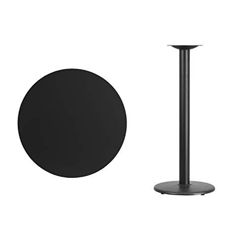 Flash Furniture 30'' Round Black Laminate Table Top With 18'' Round Bar Height Table Base #TOP1