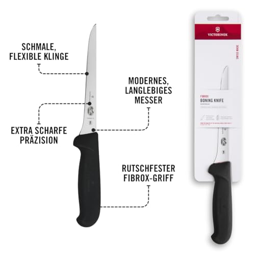 Victorinox Fibrox, Coltello per disossare, Coltello da Cucina Affilato, per Carne e Pollame, 15 cm, Lama Dritta, Rigido, Acciaio Inossidabile, Nero - immagine 6