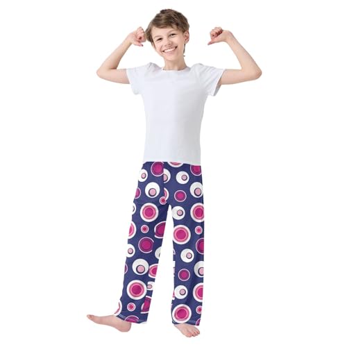 ZZKKO Pink Blue Polka Dot Boys Pants for Kids Jogger Pants with Pockets S-XL2
