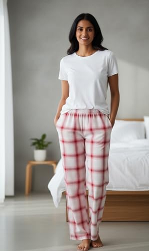 Image of B STORIES Women's Pyjama Pants - Relaxed Fit Nightwear Bottoms | Soft Pyjamas with Pockets | Breathable & Comfortable Sleepwear for Women (S-2XL)