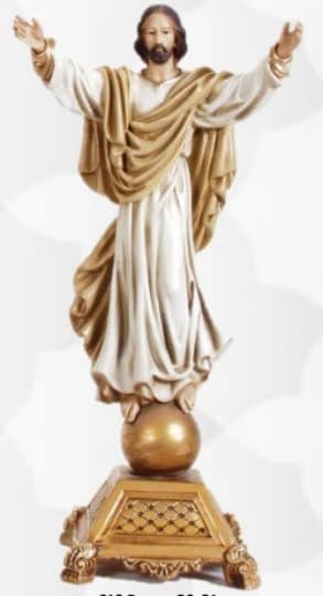 ArteSacraCaravaggio Statua di Gesù Cristo Risorto cm 50 x 25 (19,68 x 9,84) realizzata in marmo resina decorata a mano produzione artigianale