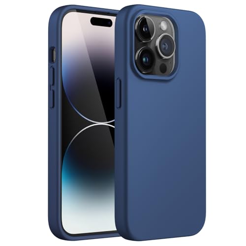JETech Silicone Case for iPhone 14 Pro Max 6.7-Inch Silky-Soft Touch Full-Body Protective Phone Case Shockproof Cover with Microfiber Lining (Cobalt Blue)