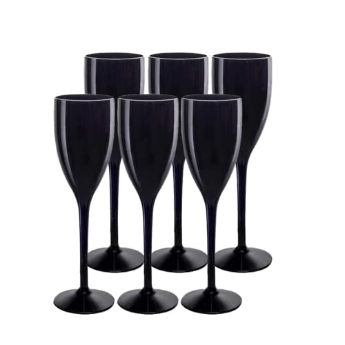 SPARKLERS CLUB Lot de 6 Flutes à Champagne couleur Noir 12cl - Verre Incassable en SMMA (équivalent TRITAN), MADE IN FRANCE, Prise en Main facile, Flute pour...