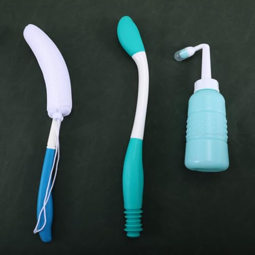 Butt Wiper Set - 3 Toilet Aids for Wiping Tool Butt Cleaner, Bidet Bath Brush Long Handle Bottom Buddy Wiping Aid for Disabled, Self Wipe Tools Personal Hygiene Kit Portable for Hospital Daily Travel - Image 3