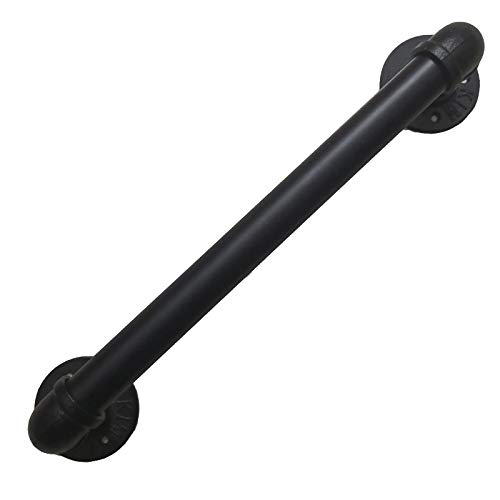 Pasamanos de escalera de tubo de metal para exteriores, barandilla industrial de bricolaje con soporte de montaje en pared, barandilla de hierro negro de 1 a 8 pies para pasamanos de baño interior,
