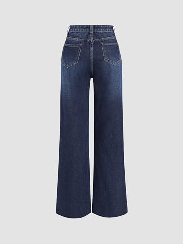 Image of CIDER Women's Ripped Jeans High Waisted Distressed Baggy Pants | Straight Wide Leg, Denim Pants