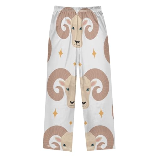 Ram with Horn Boys Pants Boys Athletic Pants Long Pant for Boywith Pockets Wide-Leg Size 6-14Y2