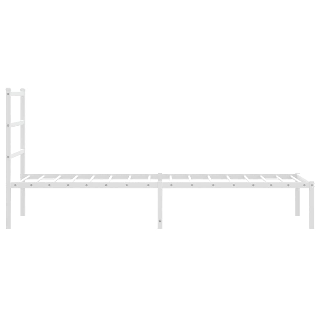 vidaXL Estructura de Cama con Cabecero, Somier de Cama, Armazón Marco de Cama, Cama de Invitados para Dormitorio, Metal Blanco 80x200 cm