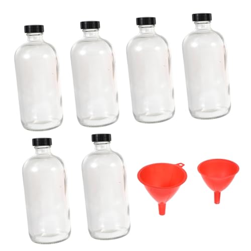 KICHOUSE Glass Bottles Small Mouth Lab Bottles with Funnel Sealed Storage Random Color