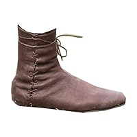 Baitang PU Leder - Renaissance Mittelalter Cosplay Stiefel Schnürstiefel Motorrad Stiefel Kampf Vintage Distressed Pu Leder Mode für Frauen und Männer Cosplay,Braun,42