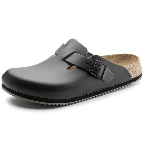 Birkenstock Unisex Professional Boston Super Grip Leather Slip Resistant Work Shoe,Black,44 M EU