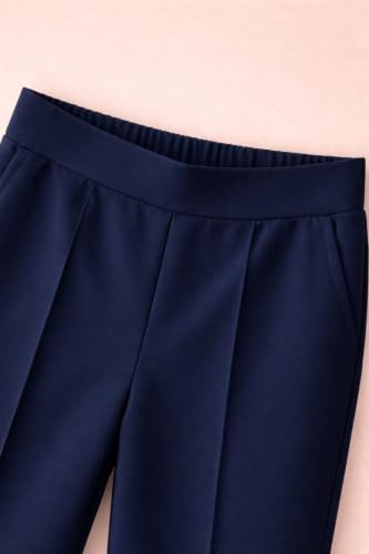 Image of Women's Mid Rise Wide Leg Trousers with Elastic Waist & Pockets