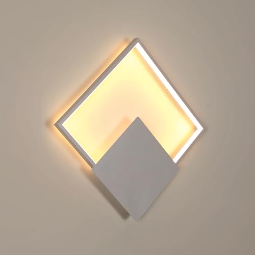 Comely Lámpara de Pared Moderna, Creativo Cuadrada 21W 2362LM Apliques de Pared LED Blanco Cálido 3000K, Iluminación Luz Pared LED para Dormitorio, Sala de Estar, Cocina, Pasillo(Blanco)