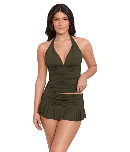 Lauren Ralph Lauren Beach Club Solid High Neck Einteiler, Oliv/Blatt für mich (Leaf It to Me), 4