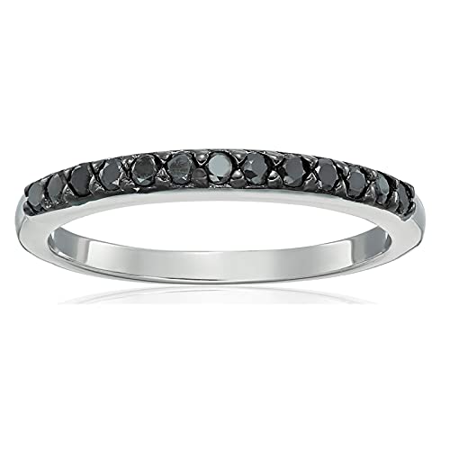 1/5 cttw Black Diamond Ring Wedding Band .925 Sterling Silver 13 Stones Round