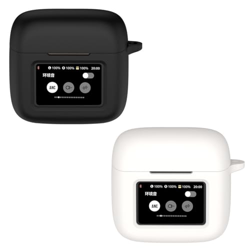Fenmaru JBL Live Buds 4�p 2�Z�b�g �V���R���ی�P�[�X�A�\�t�g���L�b�h�V���R���� �����^ �ϏՌ��ی�L�b�g�A�L�[�����O�t�� (�u���b�N�{�z���C�g)