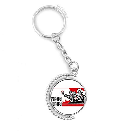 Porte-clés rotatif livre philosophie rouge anneau keyholder multicolore