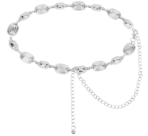 FGSS Women-Classic Concho-Chain-Belt - Boho-Metal-Waist-Chain Western-Cowboy-Link-Belts for Jeans Pants Dresses (Waist 36