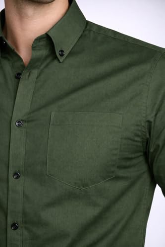 Image of Men's Slim Fit Long Sleeve Button-Down Shirt, Casual Formal Style with Chest Pocket